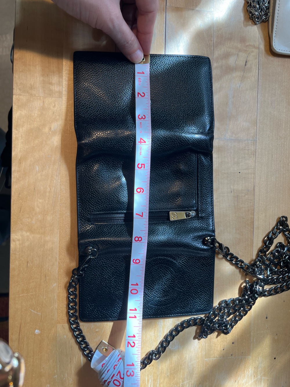 CHANEL Black Quilted Caviar Leather Crossbody Wallet with Chain - Picture 7 of 13
